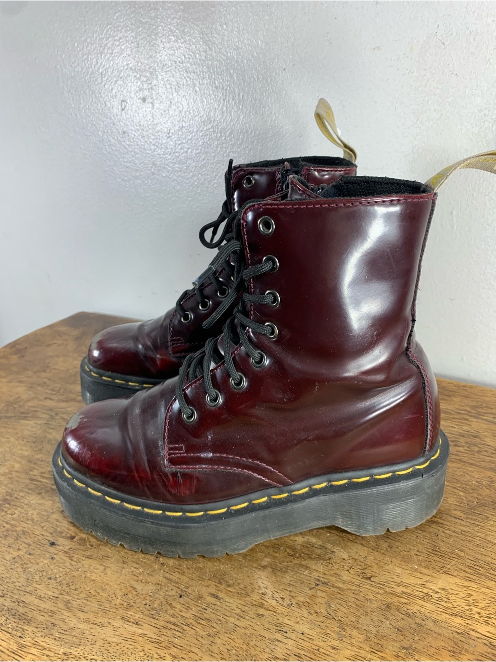 Dr Martens Jadon ll platform cherry red leather boots